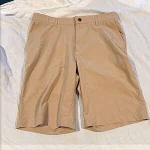 adidas Men's Beige Flat Front Shorts Golf Shorts